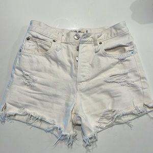 Free People white denim high-rise shorts